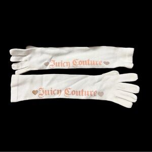 New Juicy Couture White Graphic Long White Gloves